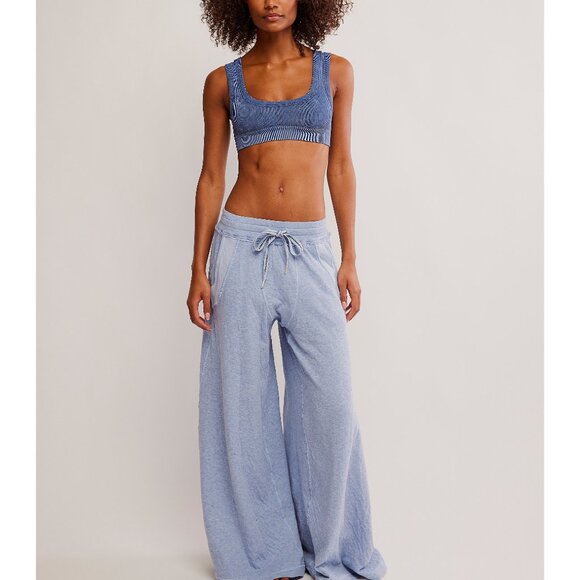 🆕 FREE PEOPLE Wait A Minute Wide Leg Lounge Pant / Soft Chambray - Picture 2 of 9